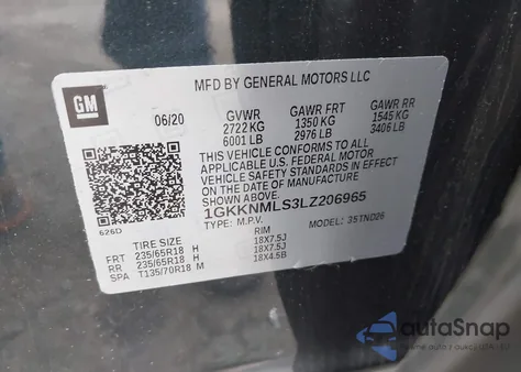 2020 GMC Acadia Fwd Slt from USA, damaged, VIN 1GKKNMLS3LZ206965